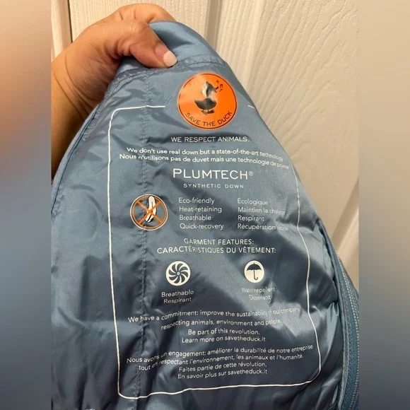 Save The Duck Cindy Long Puffer Vest Size Large Blue - Picture 7 of 8